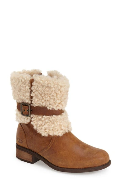 Shop Ugg (r) Blayre Ii Shearling Cuff Bootie In Chestnut Leather