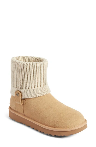 Ugg Saela Rib-knit Cuff Boot In Cream Suede | ModeSens