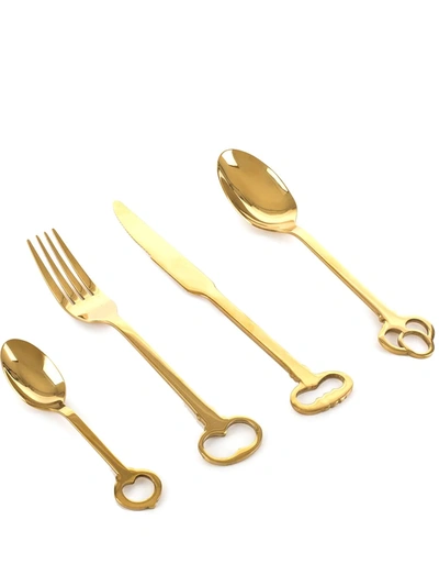Shop Seletti Keytlery Cutlery (set Of 24) In Gold