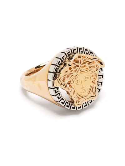 Shop Versace Medusa Head Ring In Gold