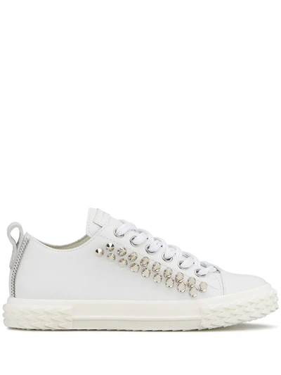 Shop Giuseppe Zanotti Blabber Pyramid-stud Lace-up Sneakers In Weiss