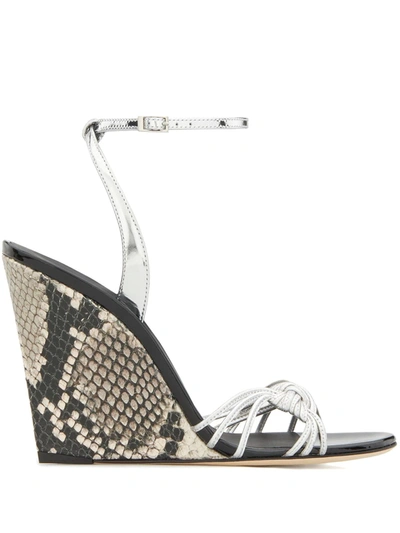 Shop Giuseppe Zanotti Ylenia Python-print Wedge Sandals In Grau