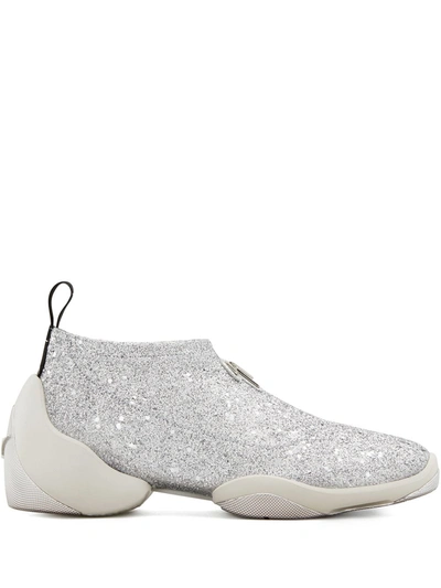 Shop Giuseppe Zanotti Glitter Jump Chunky-sole Sneakers In Grau