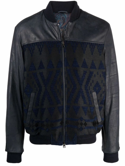 Shop Etro Carpet-geometry Nappa Leather Bomber Jacket In Schwarz
