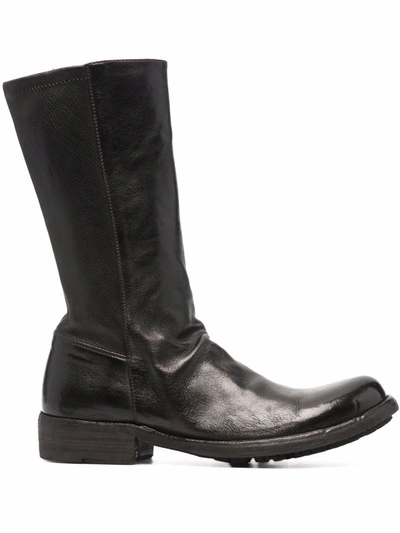 Shop Officine Creative Legrand Zipped Leather Boots In Braun