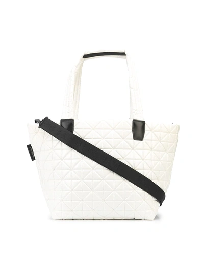 Shop Veecollective Quilted Geometric Tote Bag In Weiss