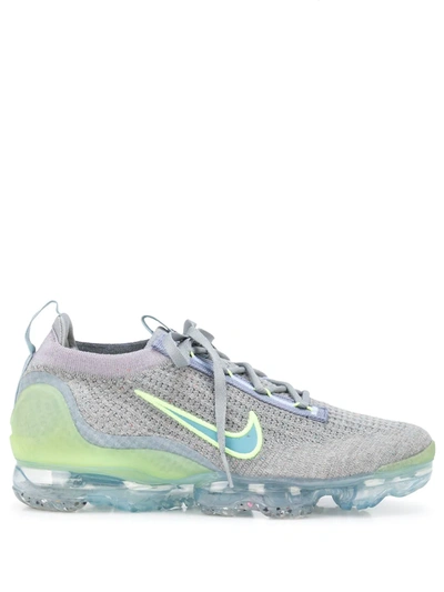 Nike Grey & Green Air Vapormax 2021 Flyknit Sneakers In Grey
