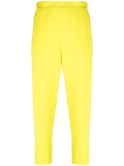 Shop P.a.r.o.s.h High-waisted Cropped Trousers In Gelb
