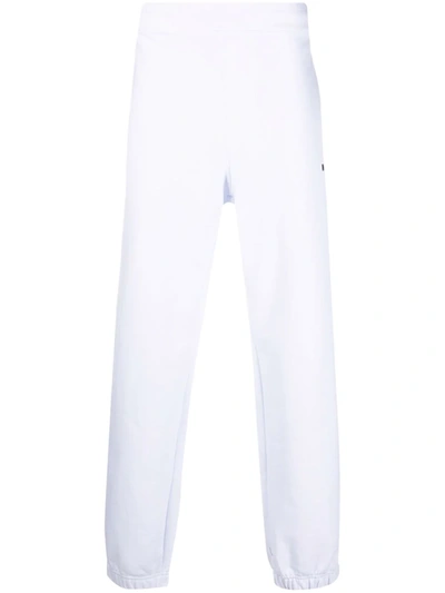 Msgm Logo-print Tapered Cotton Joggers In Weiss