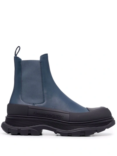 Shop Alexander Mcqueen Tread Slick Ankle Boots In Blau