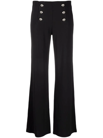 Shop Lauren Ralph Lauren Embossed-buttons Wide-leg Trousers In Schwarz