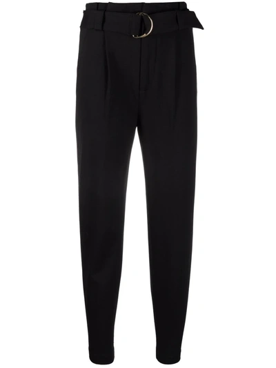 Shop Lauren Ralph Lauren Belted Slim-fit Trousers In Schwarz
