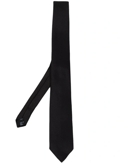 Shop Dolce & Gabbana Fine Ribbed Silk Tie In Black