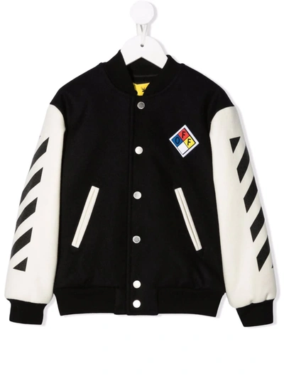 Shop Off-white Logo-patch Diag Varisty Jacket In Black ,white
