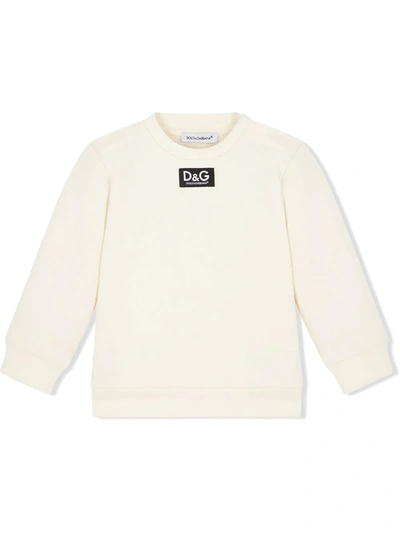 Shop Dolce & Gabbana Logo-label Cotton Sweatshirt In White