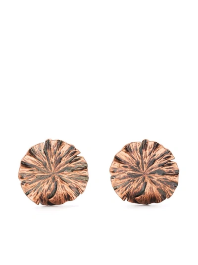 Pre-owned Saint Laurent 1990s Textured-finish Clip-on Earrings In Metallic