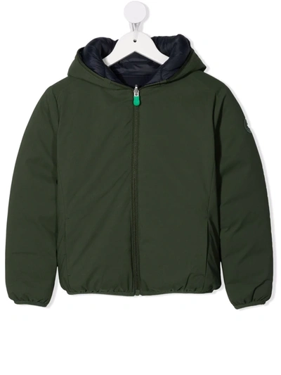 Shop Save The Duck Zipped Hooded Jacket In Green