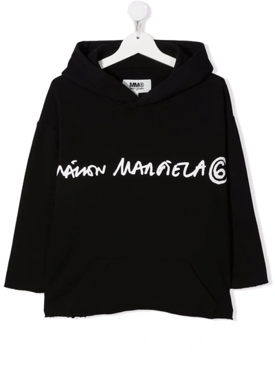 Shop Mm6 Maison Margiela Teen Logo-print Cotton Hoodie In Black