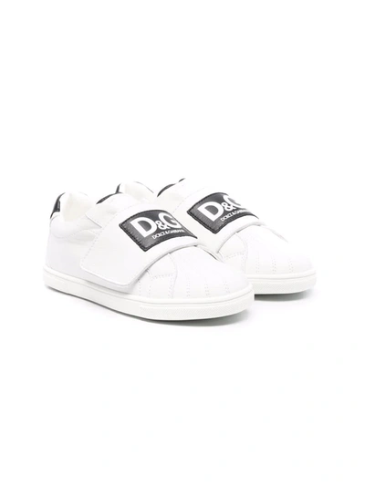 Shop Dolce & Gabbana Logo-print Leather Sneakers In White