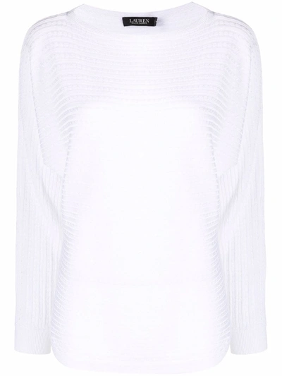 Shop Lauren Ralph Lauren Boat Neck Long-sleeved Jumper In White