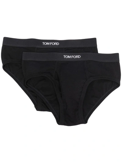 Tom Ford Two-pack Stretch Cotton And Modal-blend Briefs In Black
