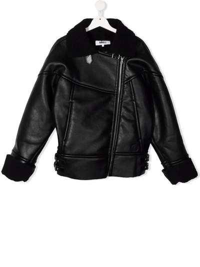 Shop Mm6 Maison Margiela Off-centre Zip Biker Jacket In Black