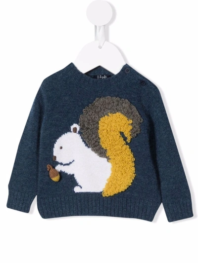 Il Gufo Sweater With 3d Squirrel Motif In Blue