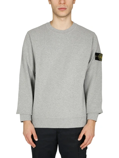 Shop Stone Island Sweatshirt With Logo Patch In Grey
