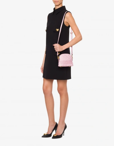 Shop Moschino Quilted Nylon Shoulder Bag In Pink