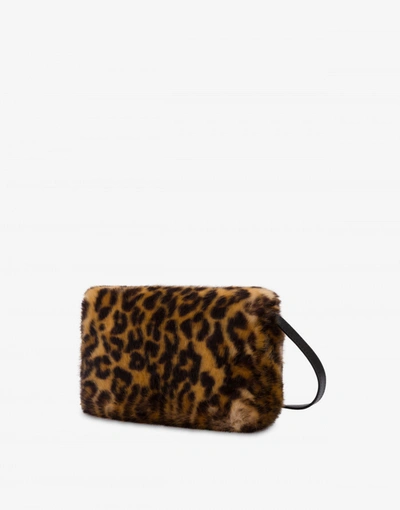 Shop Moschino Leopard M Shoulder Bag In Beige