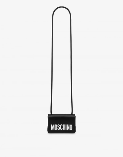 Shop Moschino Calfskin Shoulder Bag In Black