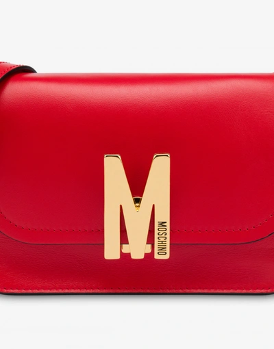 Shop Moschino Calfskin M Bag In Beige