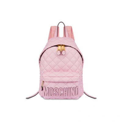 Shop Moschino Quilted Nylon Backpack In Pink