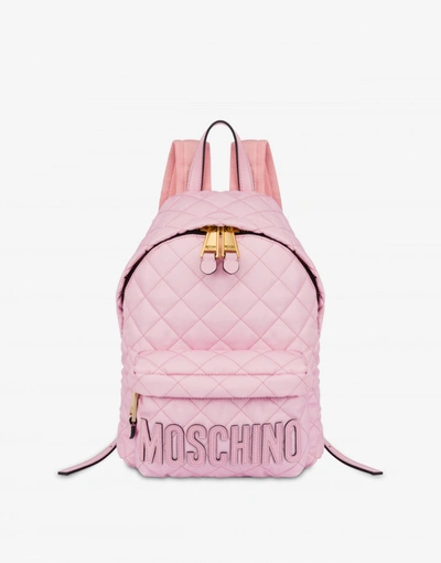 Shop Moschino Quilted Nylon Backpack In Pink