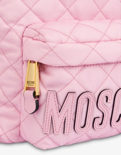 Shop Moschino Quilted Nylon Backpack In Pink