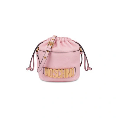 Shop Moschino Lettering Logo Bucket Bag In Pastel Pink