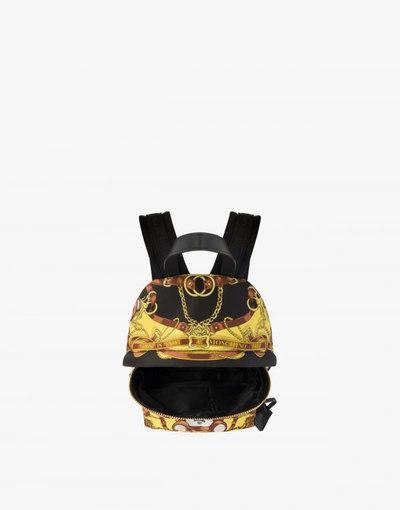 Shop Moschino Teddy Scarf Nylon Backpack In Black