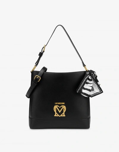 Shop Love Moschino Hobo Bag With Foulard In Black