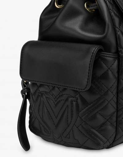 Shop Love Moschino Shiny Quilted Backpack In Black