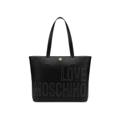 Shop Love Moschino Embroidery Logo Shopper In Black
