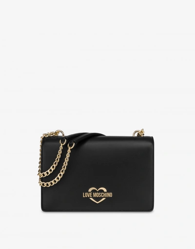 Shop Love Moschino Metal Logo Shoulder Bag In Black