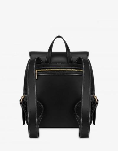 Shop Love Moschino Embroidery Logo Backpack In Black