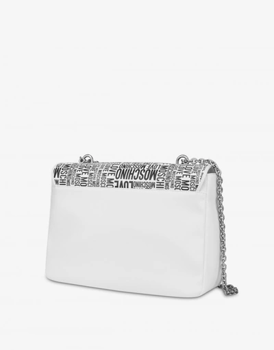Shop Love Moschino Allover Logo Shoulder Bag In White