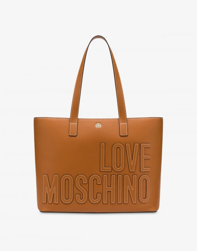 Shop Love Moschino Embroidery Logo Shopper In Black