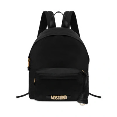 Shop Moschino Lettering Logo Nylon Backpack In Beige