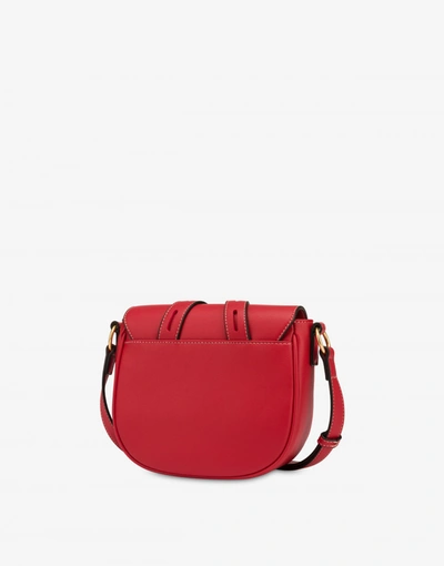 Shop Love Moschino Round Buckle Shoulder Bag In Red