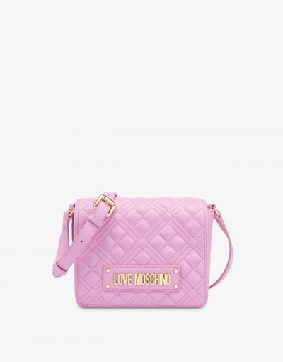Shop Love Moschino Shiny Quilted Shoulder Bag In Red