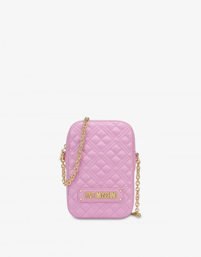 Shop Love Moschino Shiny Quilted Shoulder Bag In Black