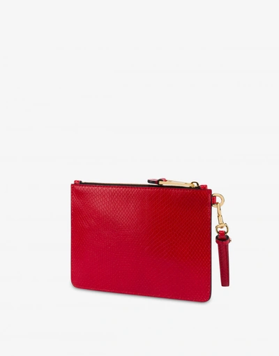 Shop Moschino Couture Biker Clutch With Python Print In Red