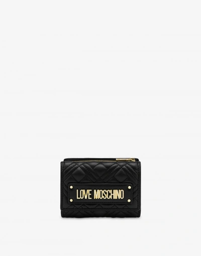 Shop Love Moschino Shiny Quilted Wallet In Black